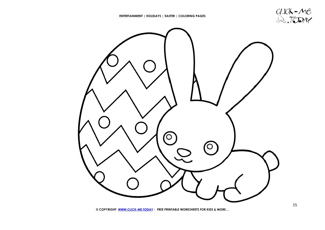 Easter Coloring Page:15 Cute Easter bunny with detailed egg